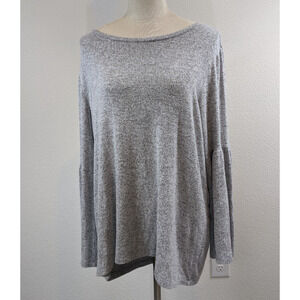 Philosophy Woman Pullover Tee Sweatshirt Grey Plus Size 1X Long Bell Sleeves